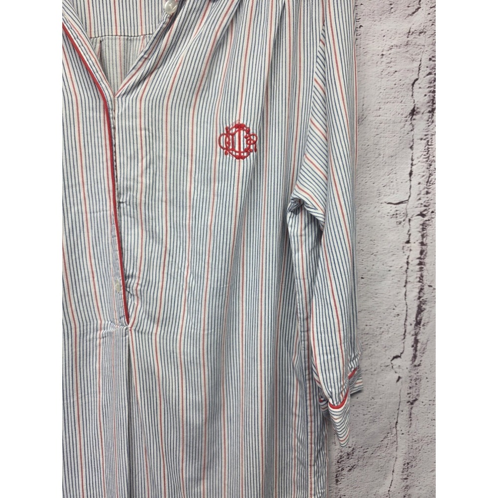 Vtg Christian Dior Lingerie Cotton Nightgown Large Light Blue Embroidered Logo - Picture 2 of 10